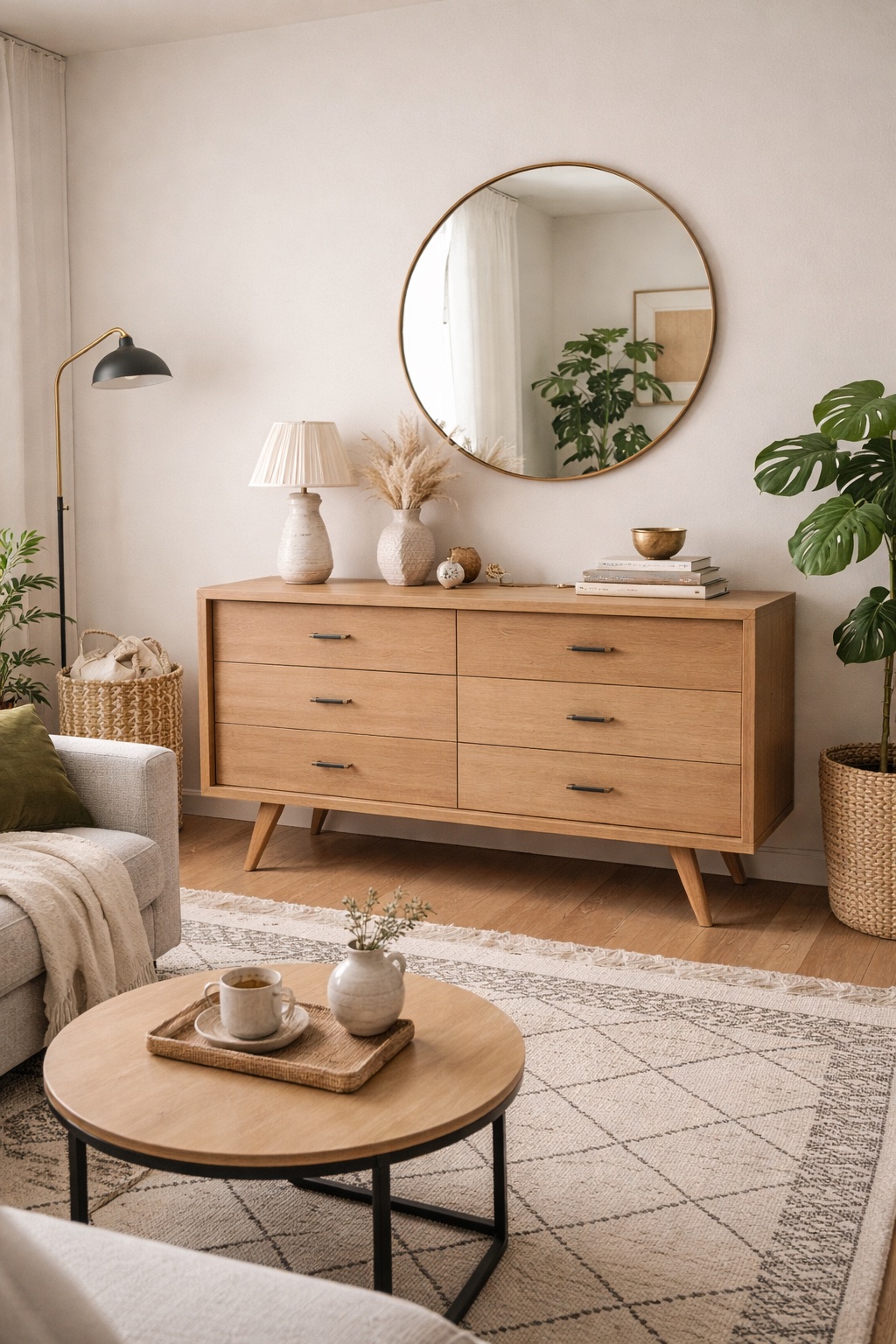 Petite enfilade / commode ligne scandinave pieds compas  meuble vintage relooke style artisanal