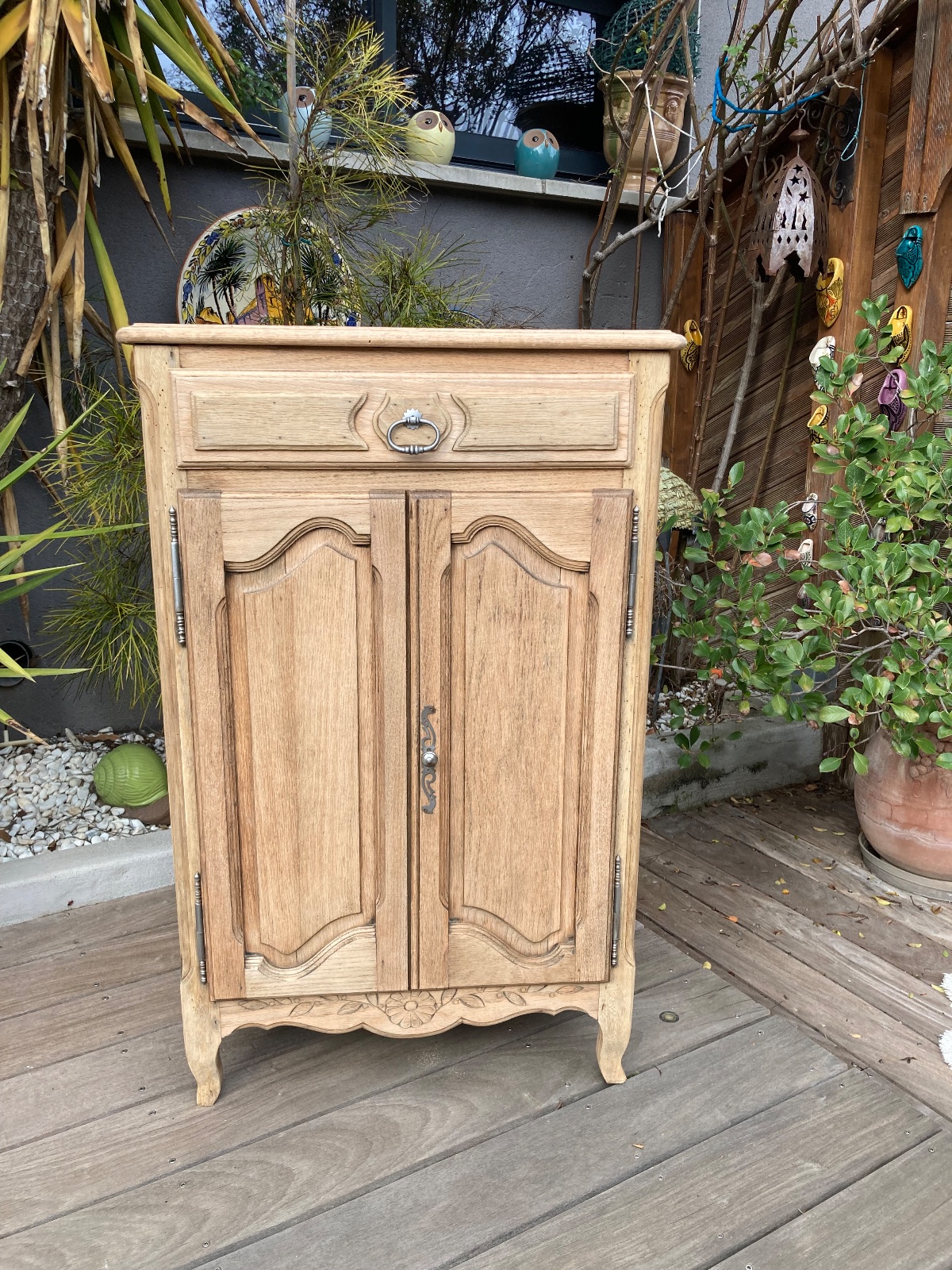 Petit buffet chêne maison de campagne  meuble vintage relooke en bois massif