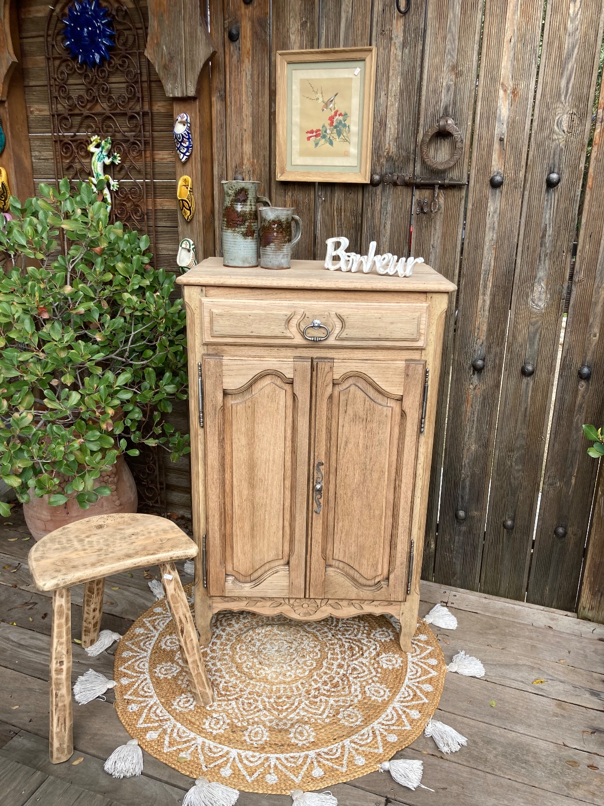 Petit buffet chêne maison de campagne  meuble vintage relooke style artisanal