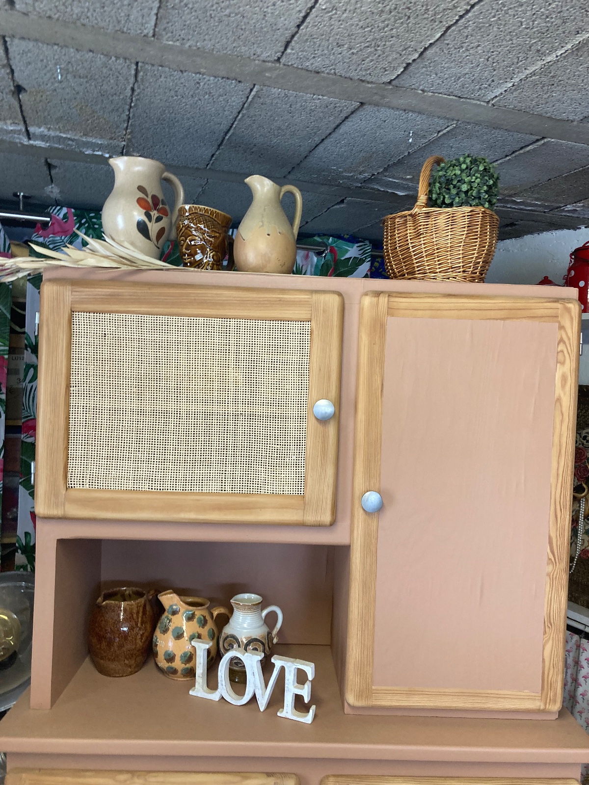 Buffet MADO  BOHEME terracotta rotin  meuble vintage relooke en bois massif