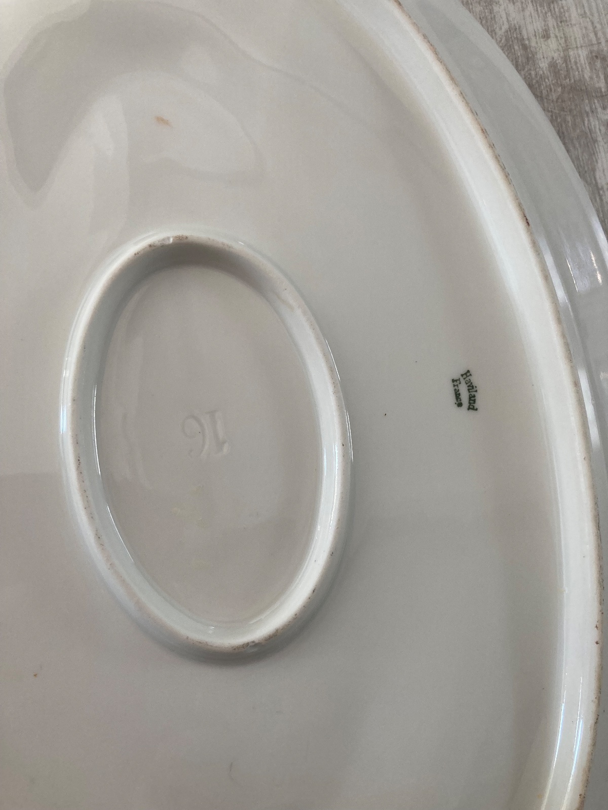 Très grand plat de service porcelaine HAVILAND / scène romantique  meuble vintage relooke en bois massif