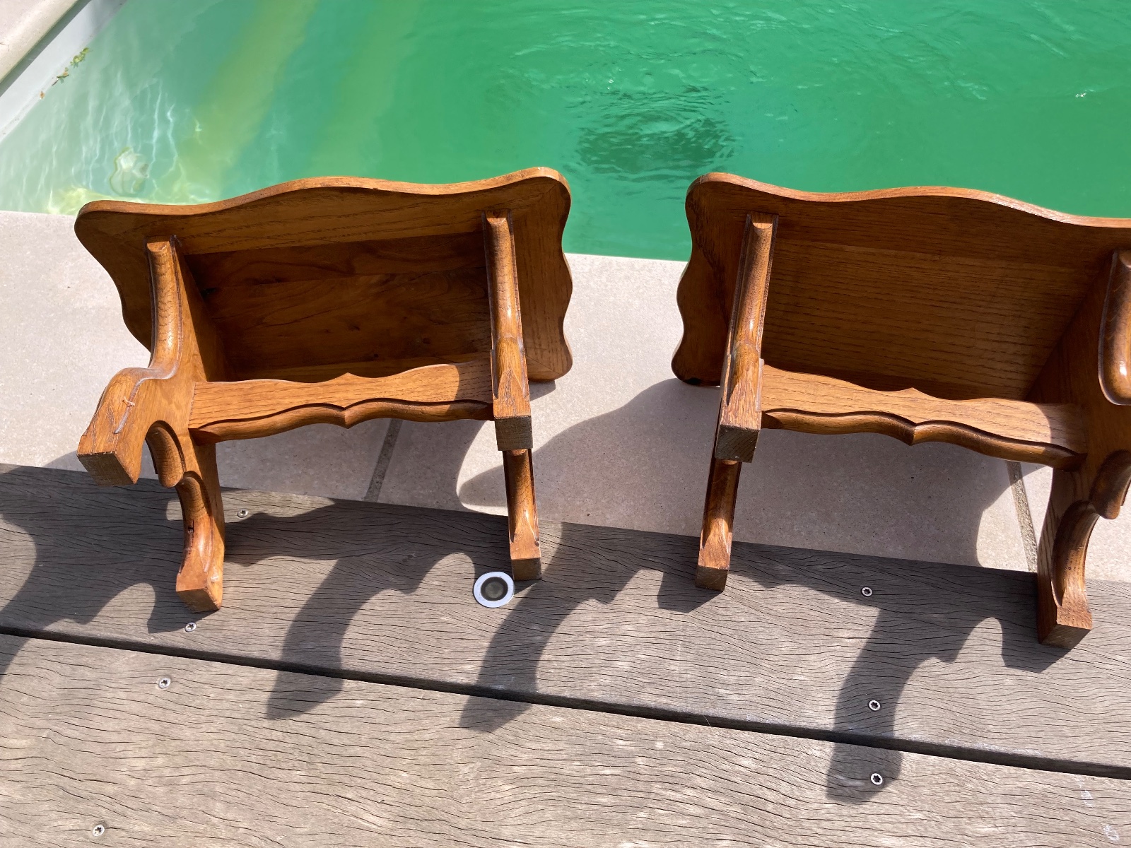 Lot de 2 tabourets chene jolie ment sculptés  meuble vintage relooke en bois massif