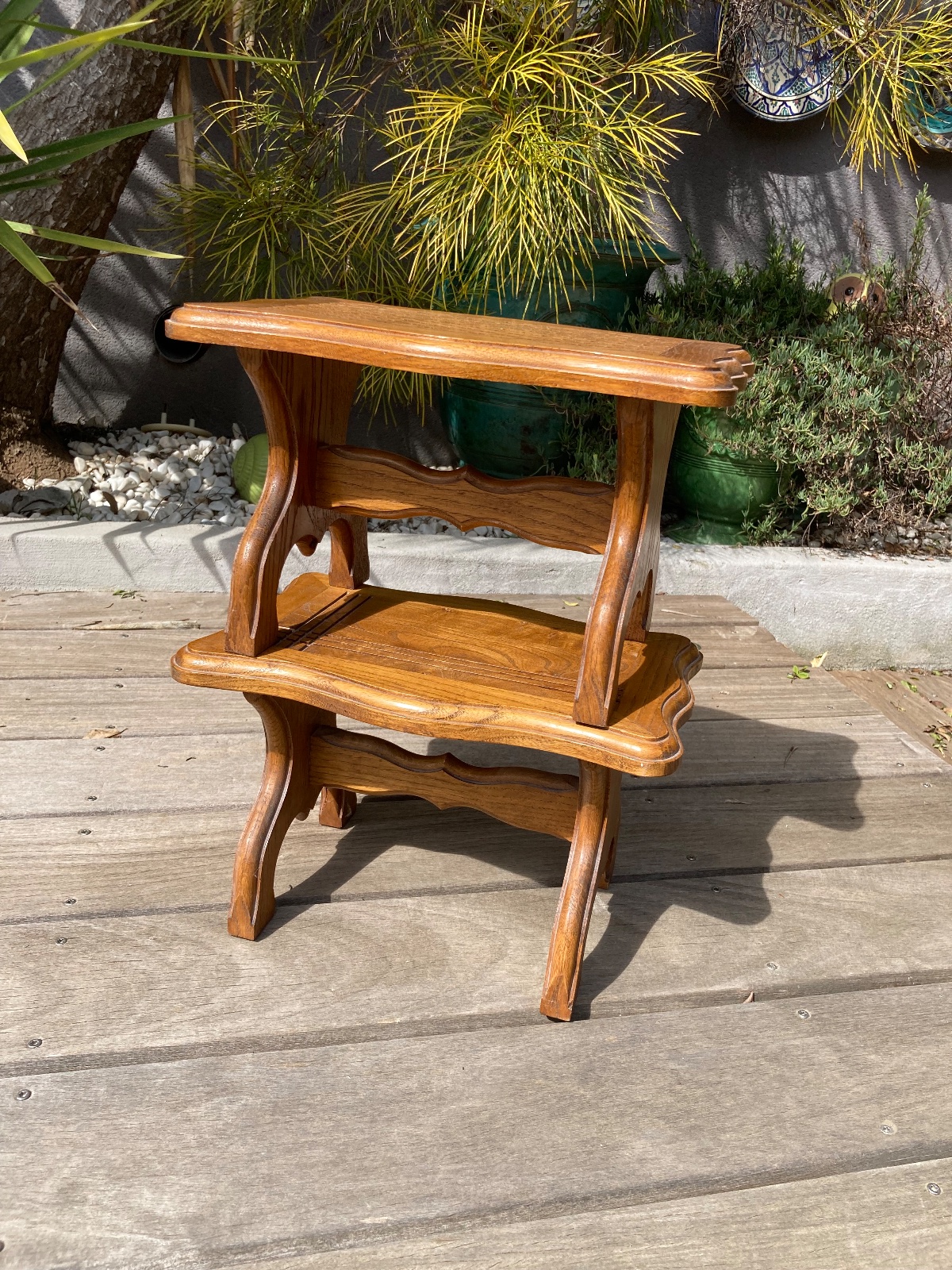 Lot de 2 tabourets chene jolie ment sculptés  meuble vintage relooke en bois massif
