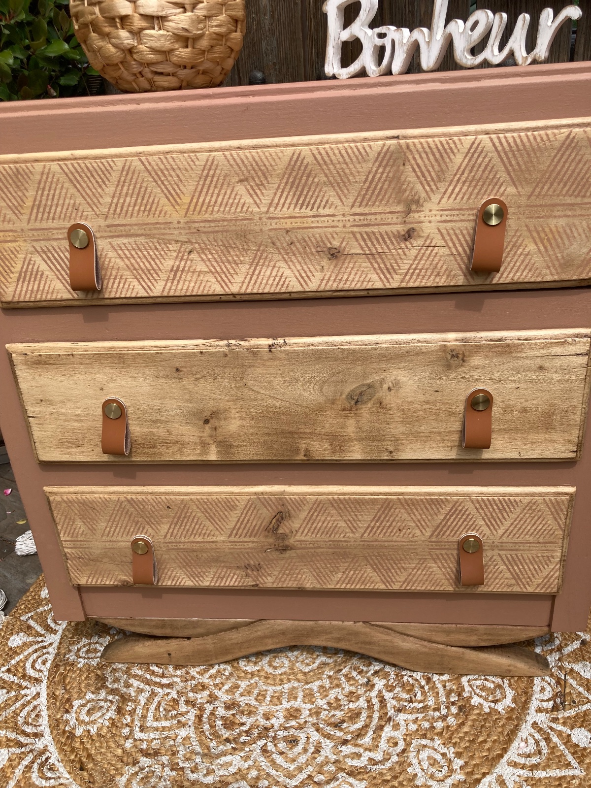 Commode pied moustache ART DÉCO relookee boheme meuble vintage relooke en bois massif