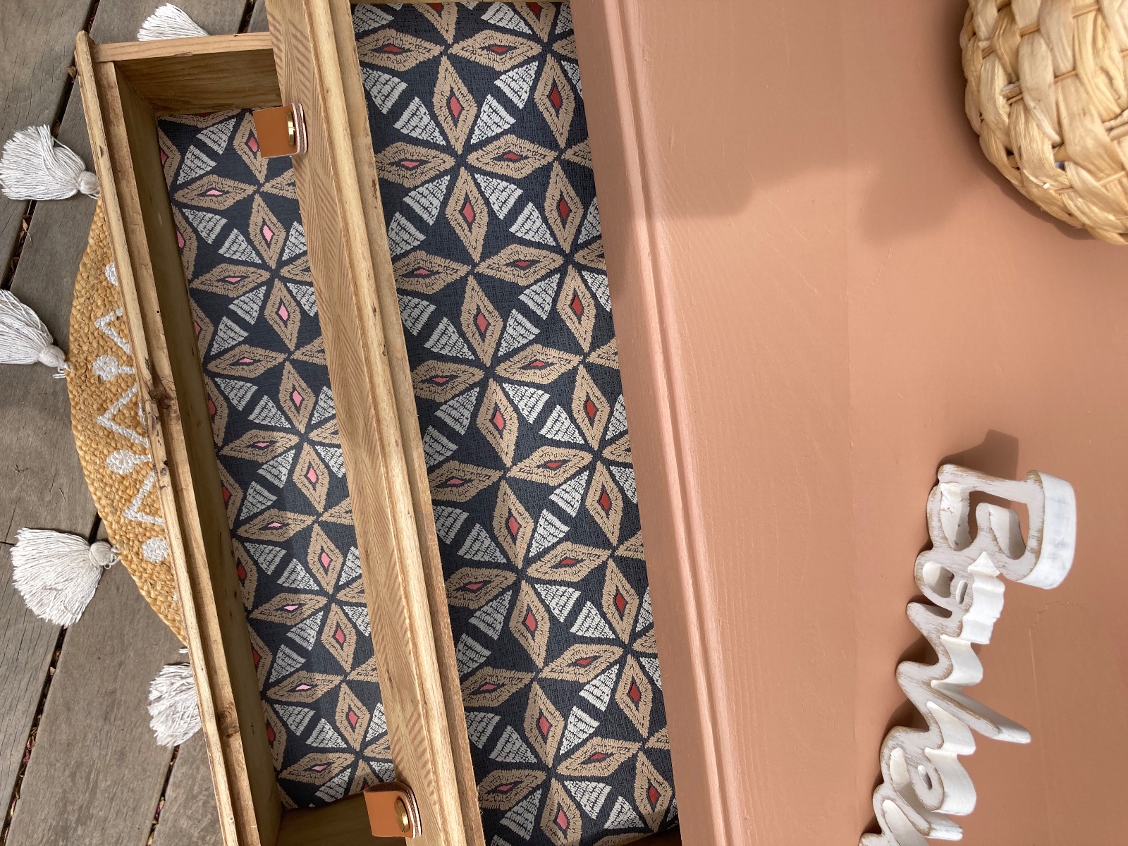 Commode pied moustache ART DÉCO relookee boheme meuble vintage relooke en bois massif