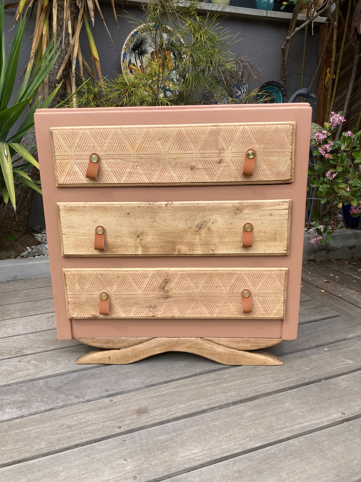 Commode pied moustache ART DÉCO relookee boheme meuble vintage relooke en bois massif