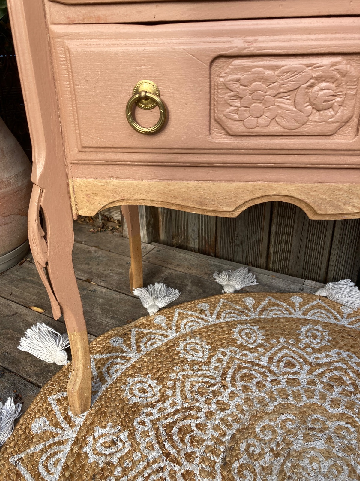Chiffonnier coiffeuse ART DÉCO TERRACOTTA  meuble vintage relooke en bois massif