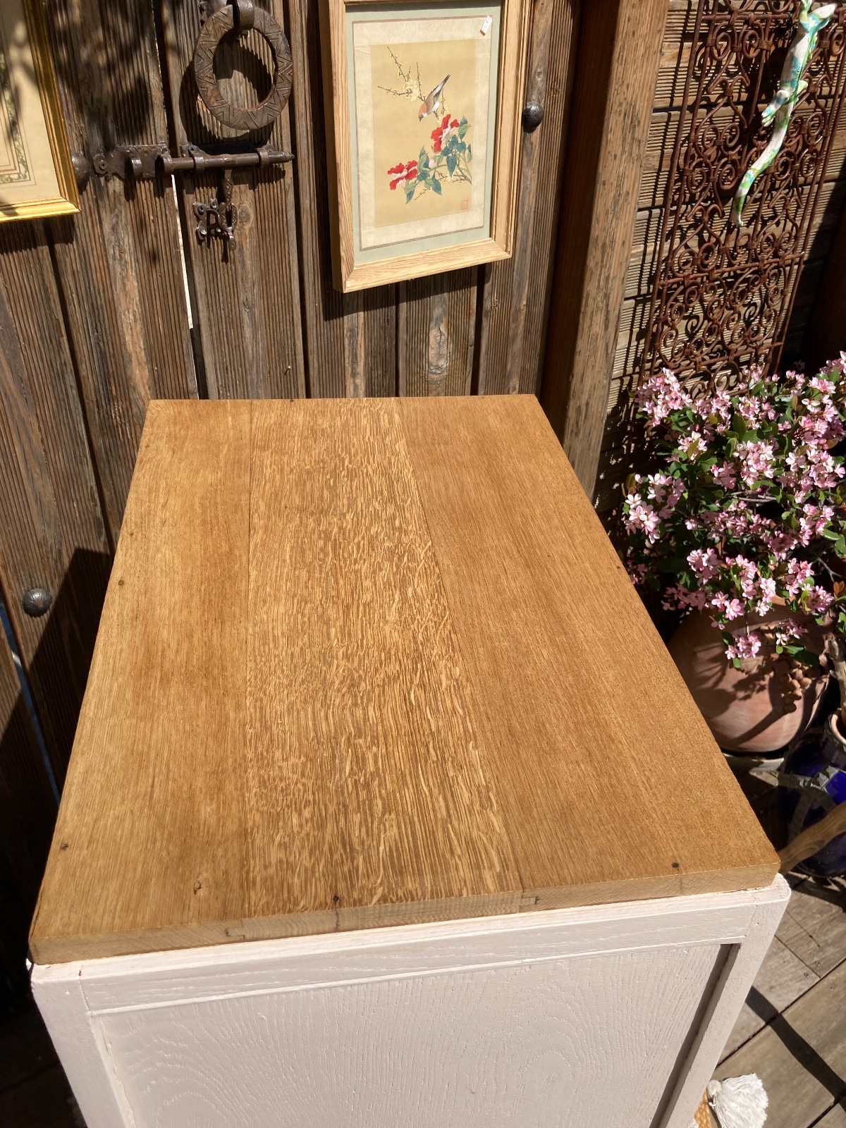 Buffet confiturier ART DÉCO beige/moulures ou petite armoire  meuble vintage relooke en bois massif