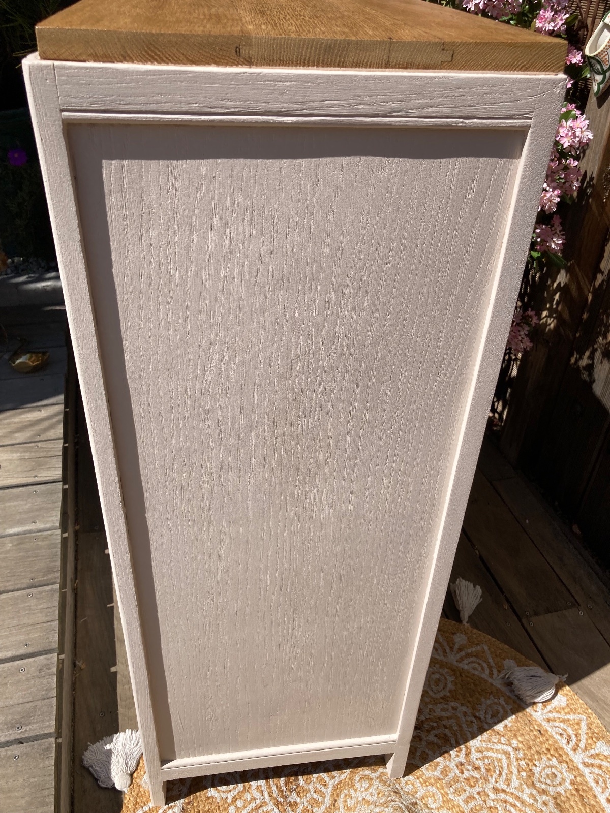 Buffet confiturier ART DÉCO beige/moulures ou petite armoire  meuble vintage relooke en bois massif